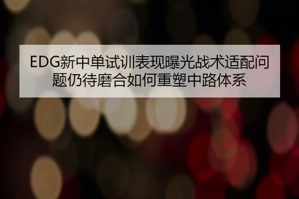 EDG新中单试训表现曝光战术适配问题仍待磨合如何重塑中路体系